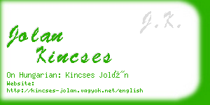 jolan kincses business card